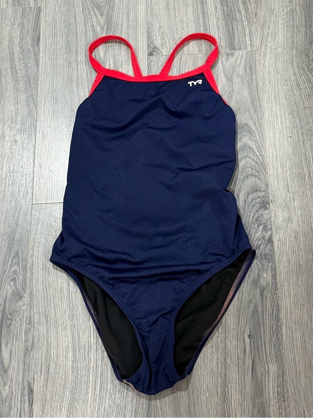 TYR Navy One-Piece Swimsuit with Red Trim